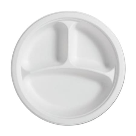 Huhtamaki Chinet, Paperpro Naturals Fiber Round Plates, 3-Comp, 10 1/4in, Natural, 4PK 25777CT